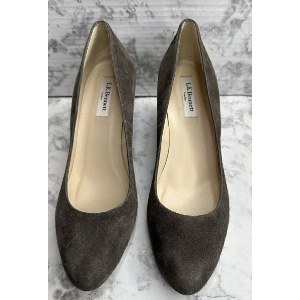 Lk Bennett London Pump Womens 39.5 Us 9 Gray Suede Shoes 3” Heel Sersha New